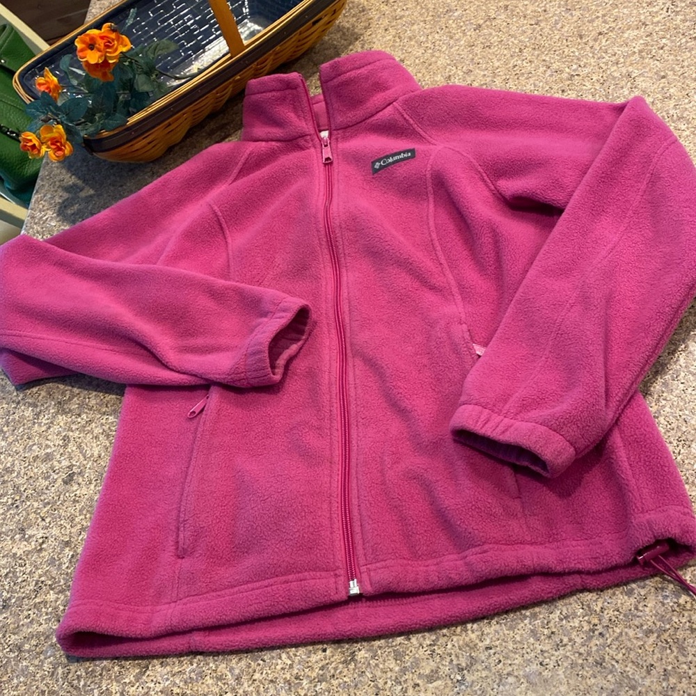 Columbia Pink Fleece Zip Up Jacket Women’s Small
